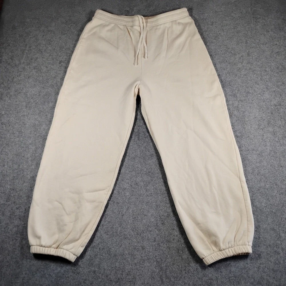 Reformation Womens XL‎ Organic Cotton Fleece Jogger Sweatpants Cream Made in USA